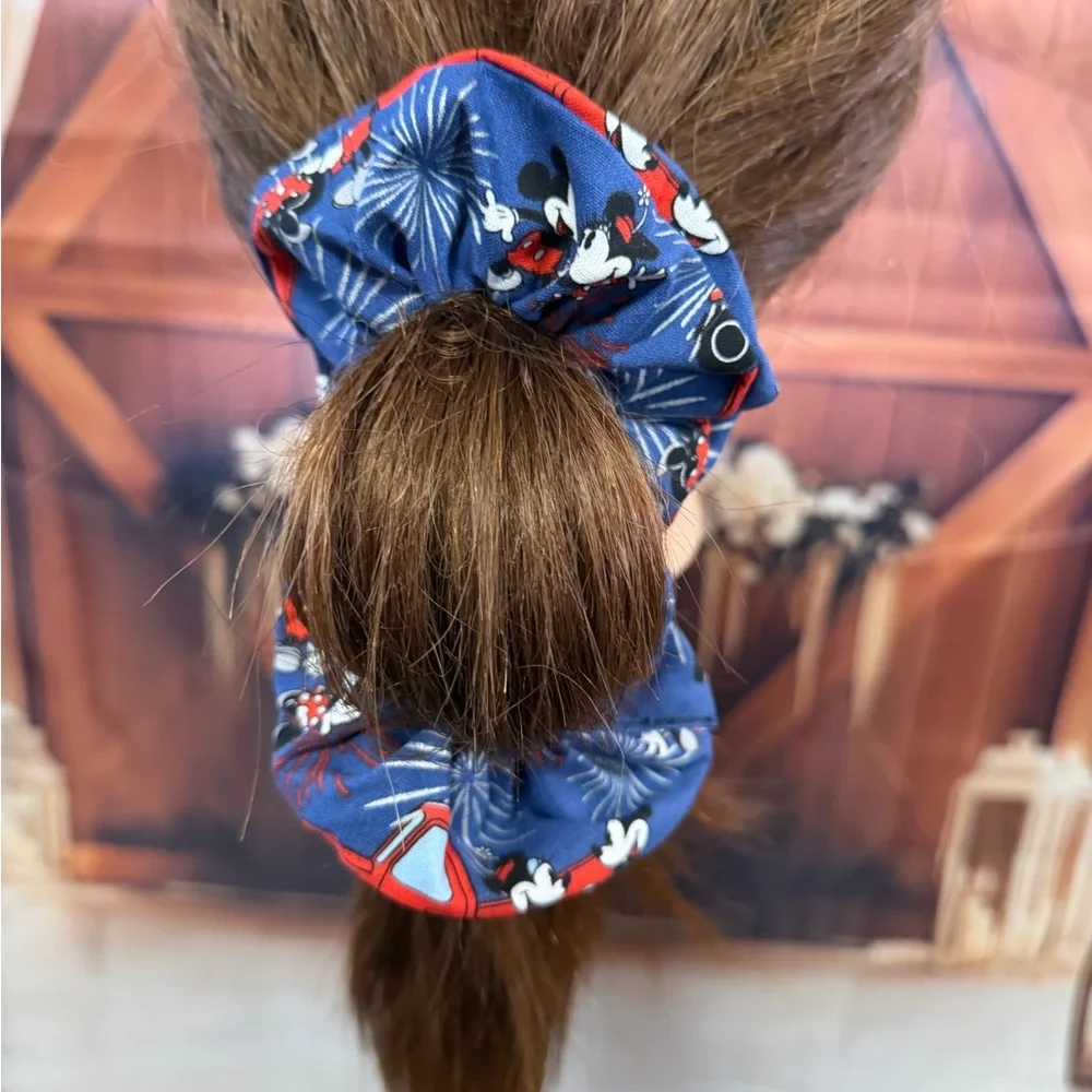 Handmade Disney Red and Blue Mickey Mouse Scrunchie